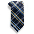 Navy Blue Plaid Polyester Tie